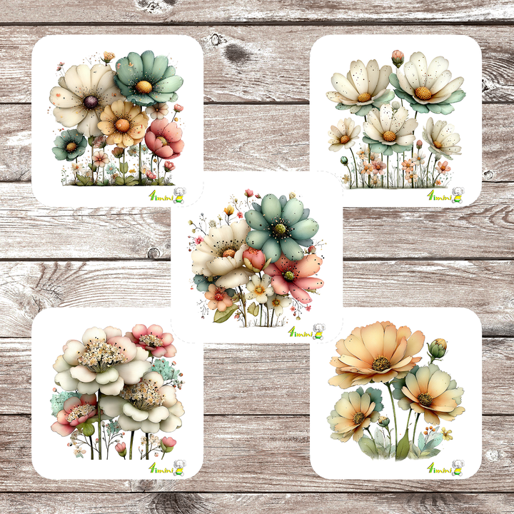 Ensemble de 5 débarbouillettes velours - Doux bouquet