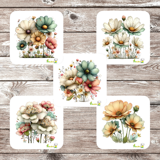 Ensemble de 5 débarbouillettes velours - Doux bouquet