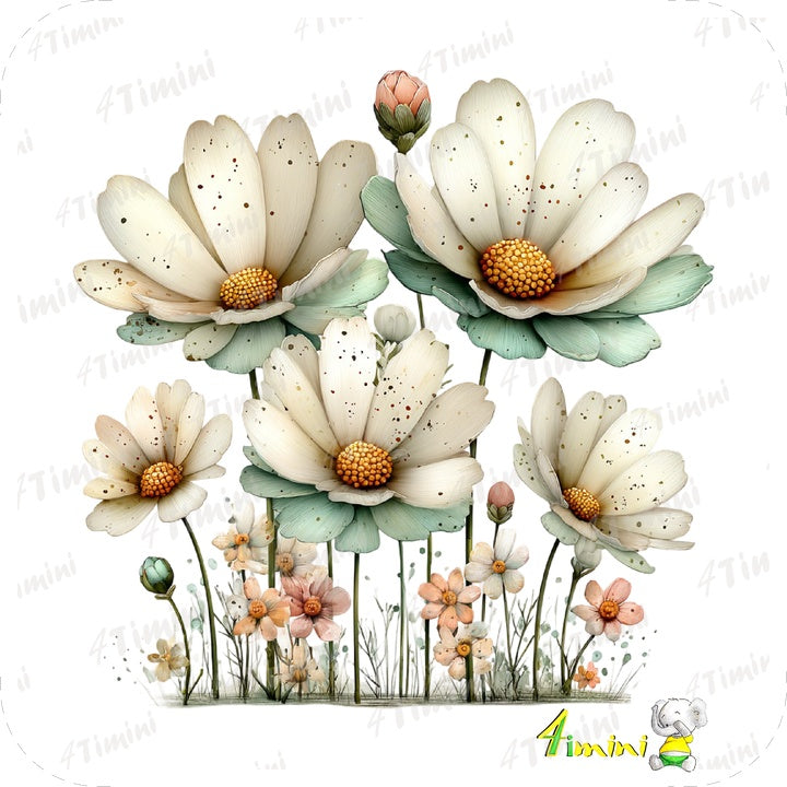 Ensemble de 5 débarbouillettes velours - Doux bouquet