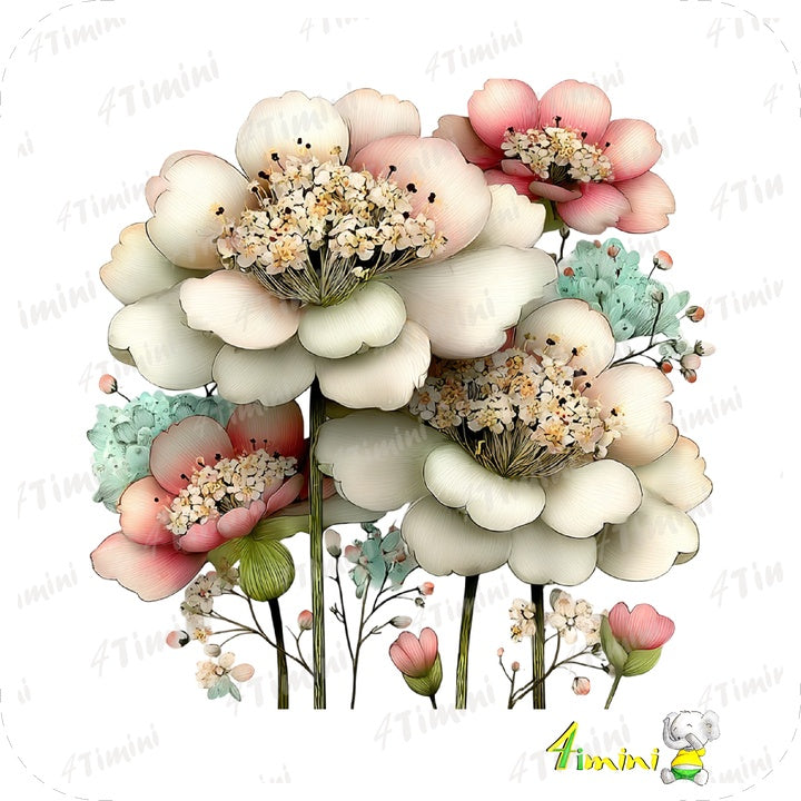 Ensemble de 5 débarbouillettes velours - Doux bouquet