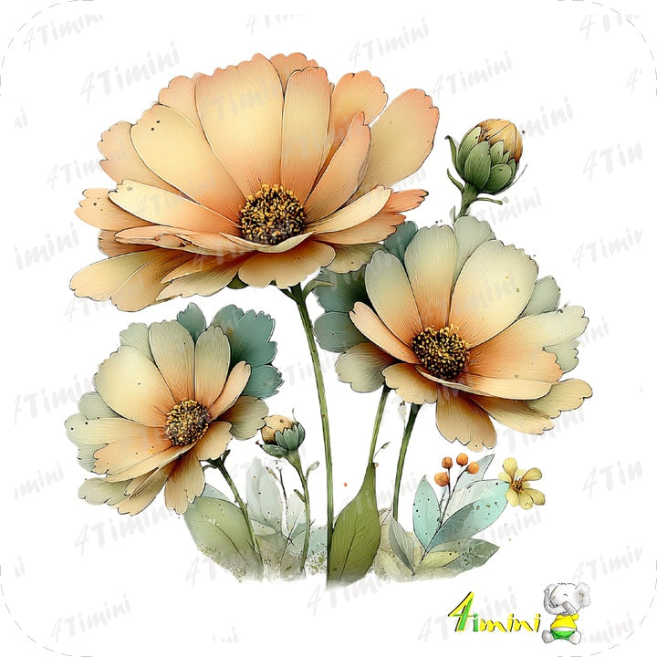 Ensemble de 5 débarbouillettes velours - Doux bouquet