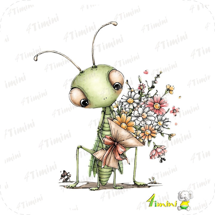 Ensemble de 5 débarbouillettes velours - Les insectes au printemps
