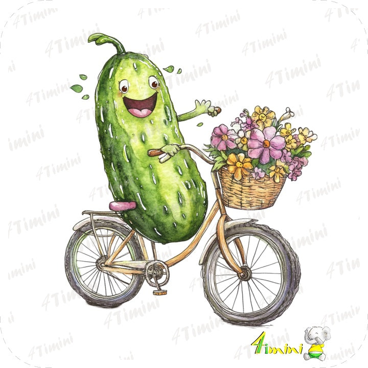 Pickle, cornichon, vélo, bicyclette, bousquet de fleurs par 4Timini