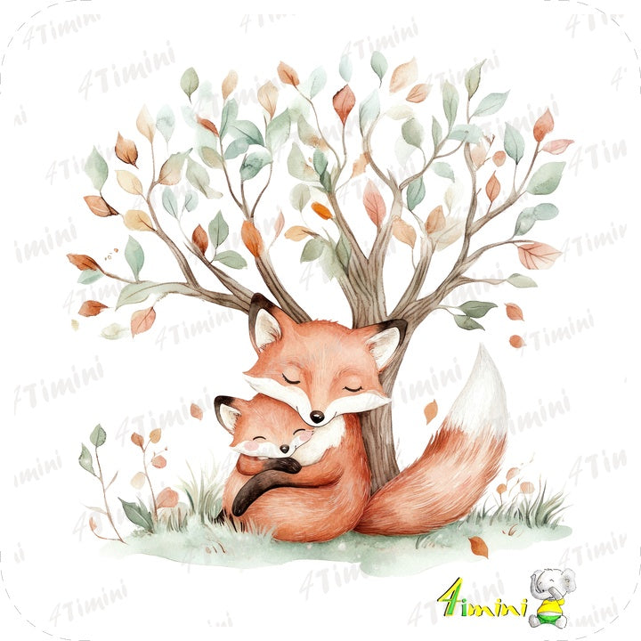 câlins en forêt (animaux de la forêt, maman et bébé, loup, renard, renardeau, confectionné au Québec par 4Timini.