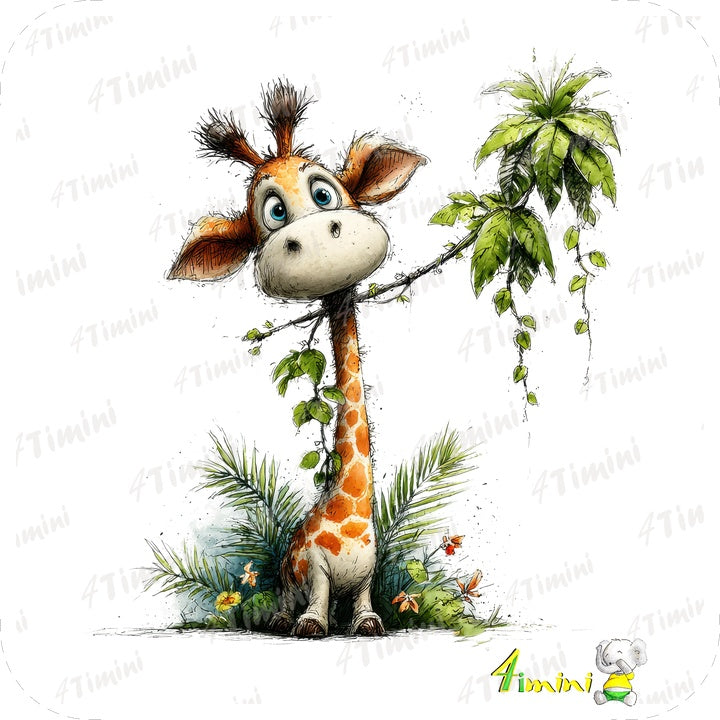Dans la savane, safari, girafe, feuillage, arbre, confectionné au Québec par 4Timini.