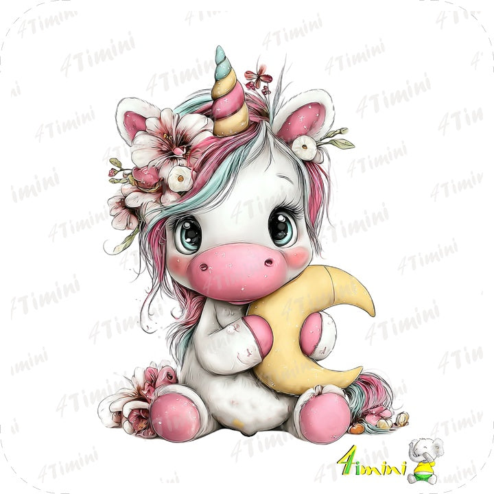 Lily (Licorne, cheval magique, lune, fleurs) 
