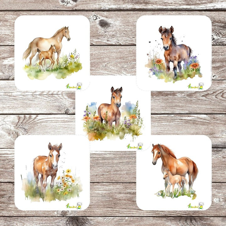 Ensemble de 5 débarbouillettes velours - Cheval floral