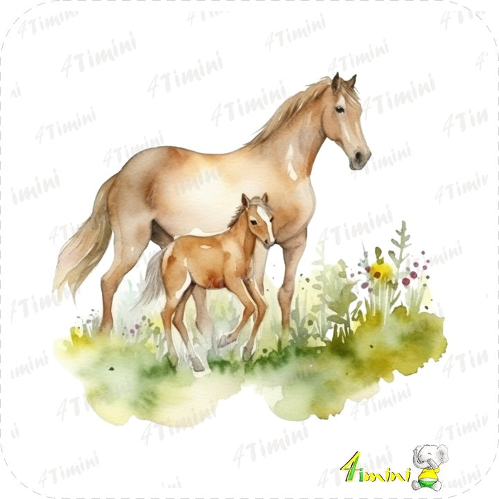 Ensemble de 5 débarbouillettes velours - Cheval floral