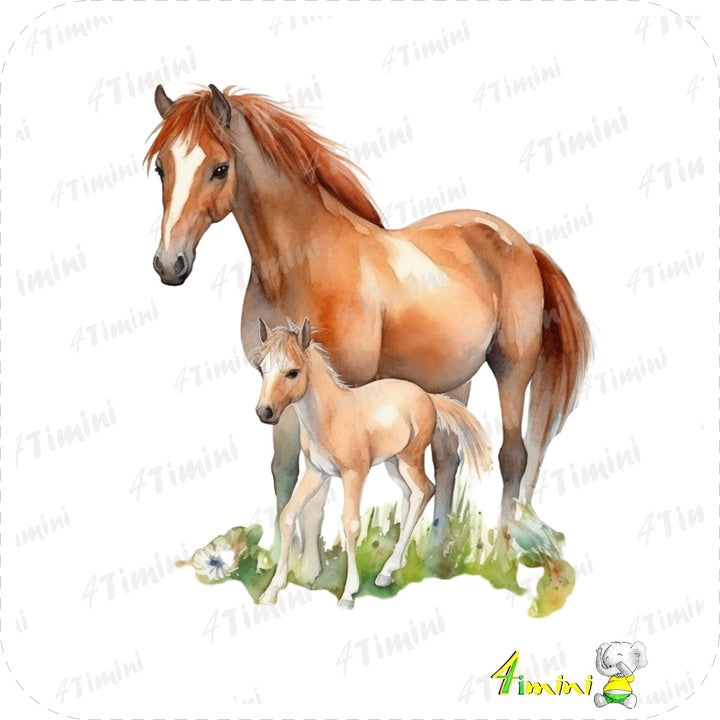 Ensemble de 5 débarbouillettes velours - Cheval floral