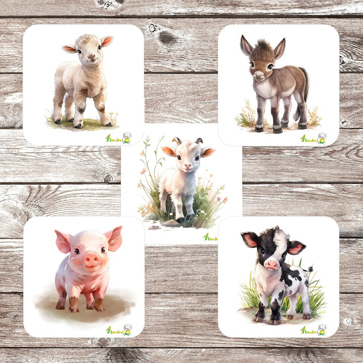 Ensemble de 5 débarbouillettes velours - Bébés de la ferme