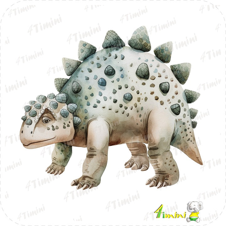 Ensemble de 5 débarbouillettes velours - Dinosaures Aquarelles