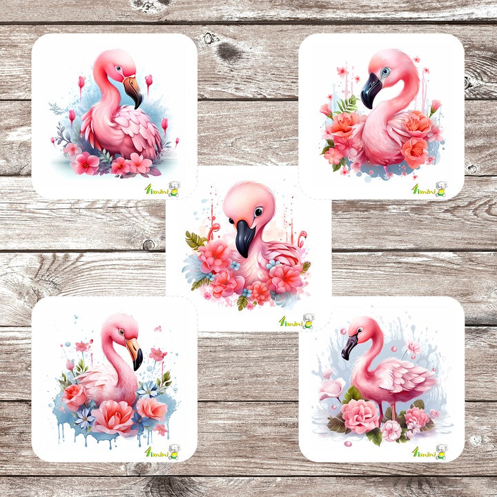 Ensemble de 5 débarbouillettes velours - Flamant rose