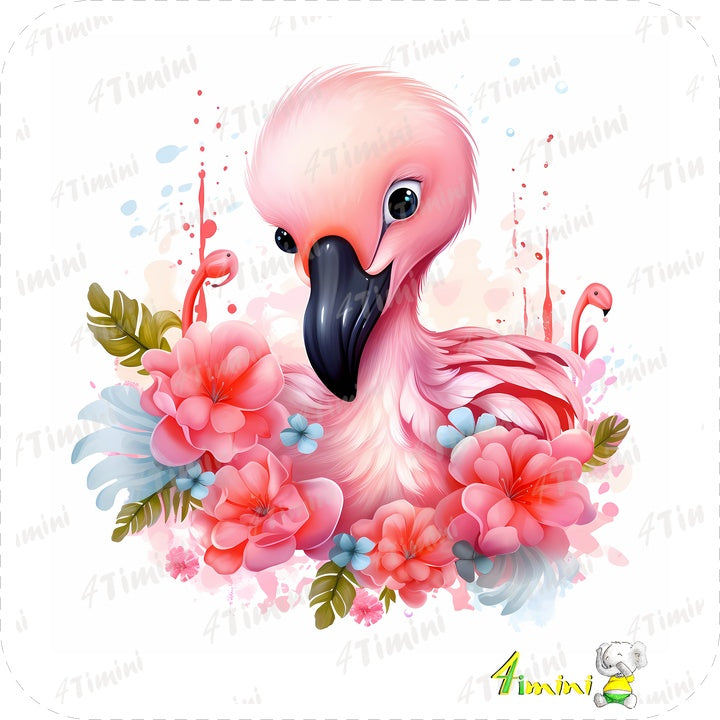 Ensemble de 5 débarbouillettes velours - Flamant rose