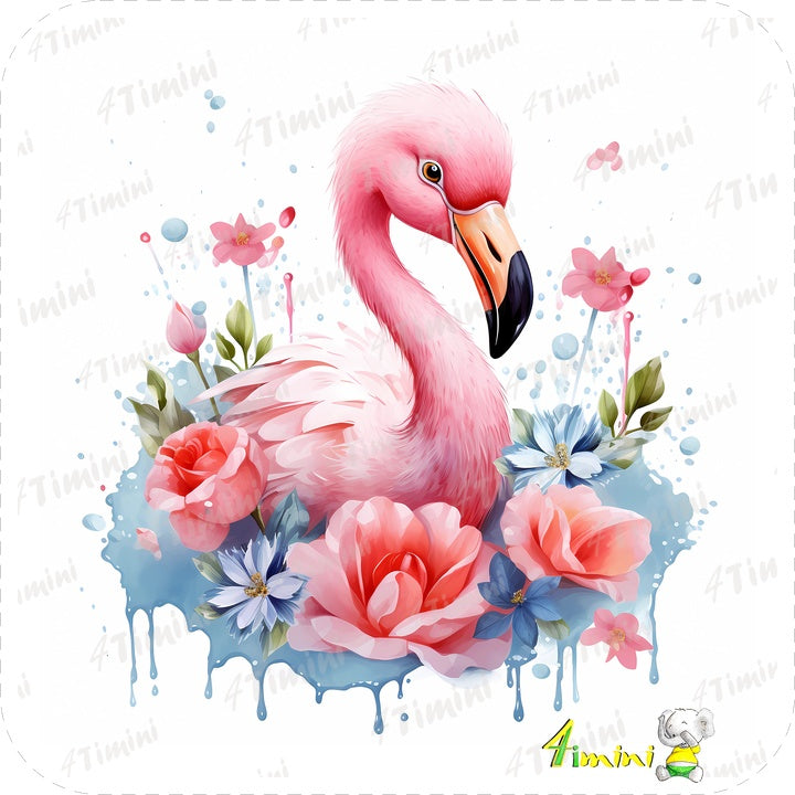 Ensemble de 5 débarbouillettes velours - Flamant rose