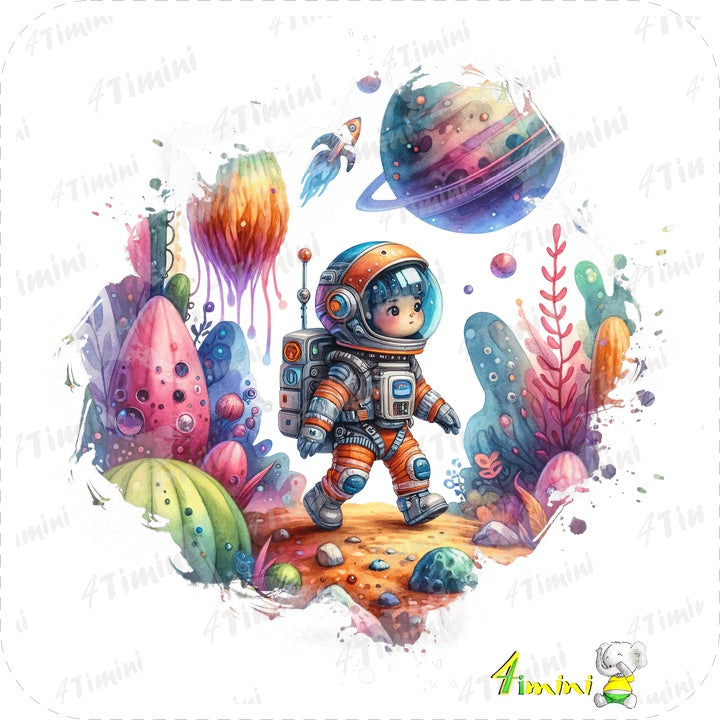 Ensemble de 5 débarbouillettes velours - L'astronaute