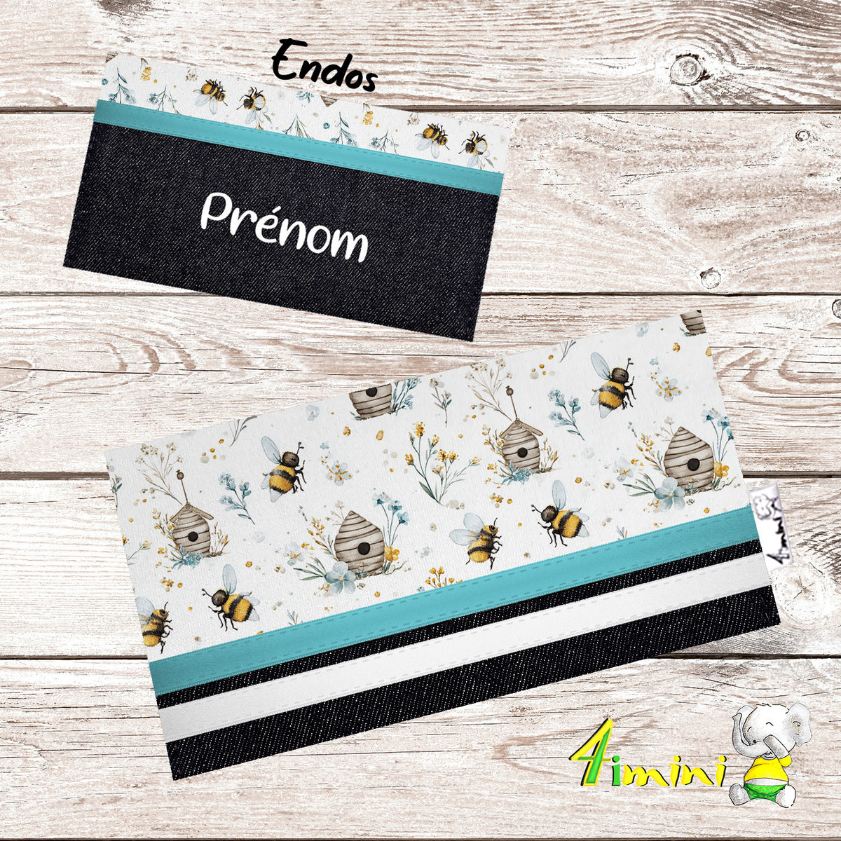 Protège carnet de santé pour carnet de vaccination et cartes médicales avec un doux motif à la ruche, abeille, insecte, fleurs aquarelles par 4Timini