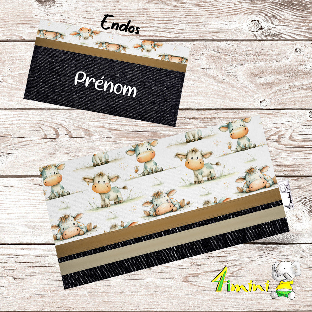 Protège carnet de santé pour carnet de vaccination et cartes médicales avec un doux motif de vaches laitière aquarelles par 4Timini