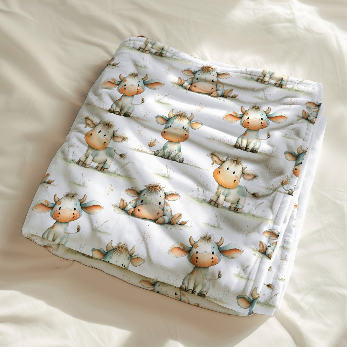 couverture, calinou doudou ultra-douce avec un thème de petites vaches
