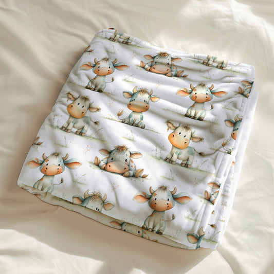 couverture, calinou doudou ultra-douce avec un thème de petites vaches