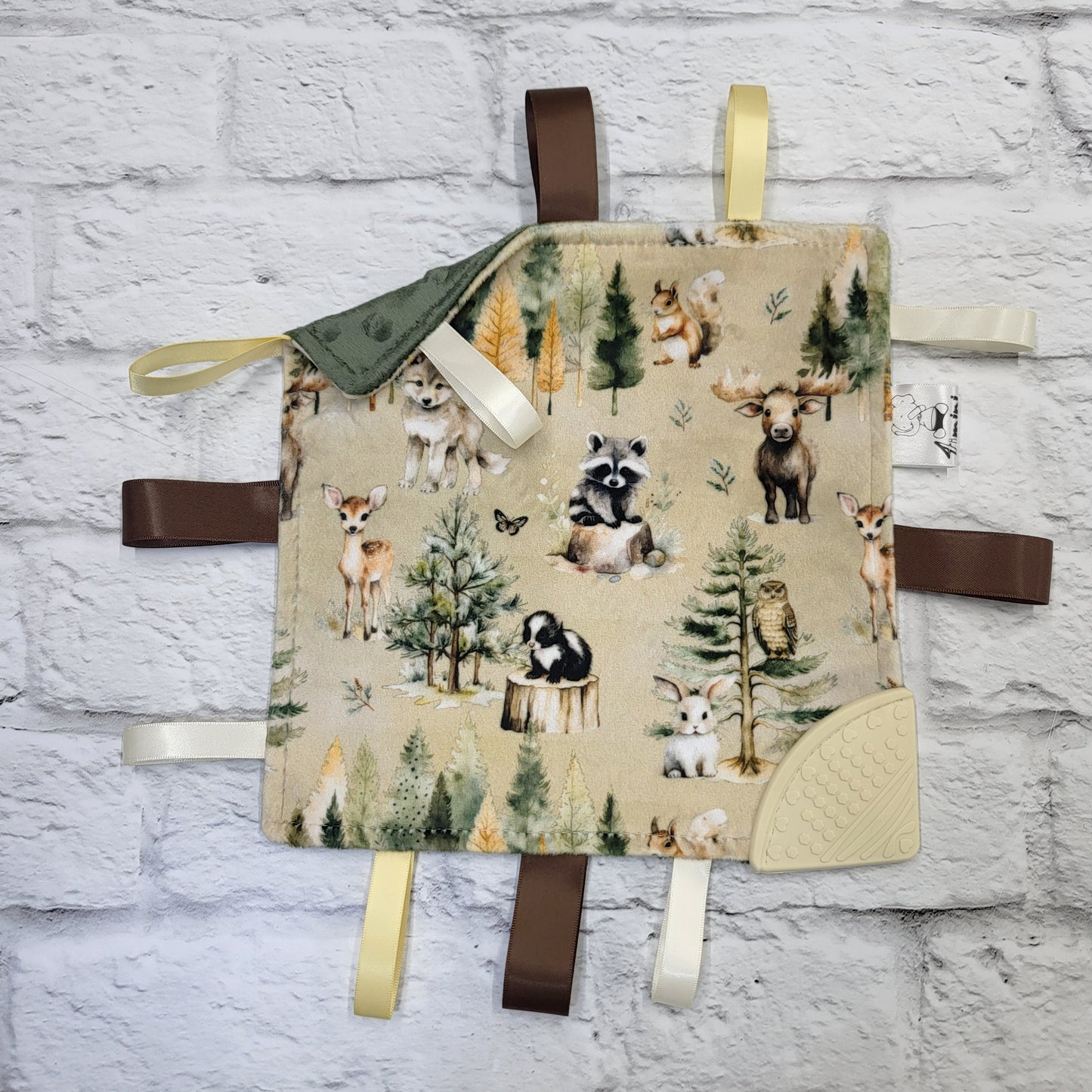 À l'orée des bois - Doudou étiquettes craquante avec coin de dentition