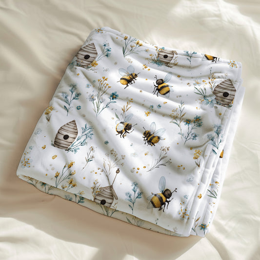 Couverture calinou doudou ultra-douce. abeille, insecte, fleur, ruche, par 4timini