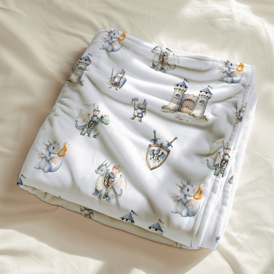 Couverture, calinou-doudou ultra-douces, apprenti cavalier chevalier,  royaume, dragon, chateau, par 4timini