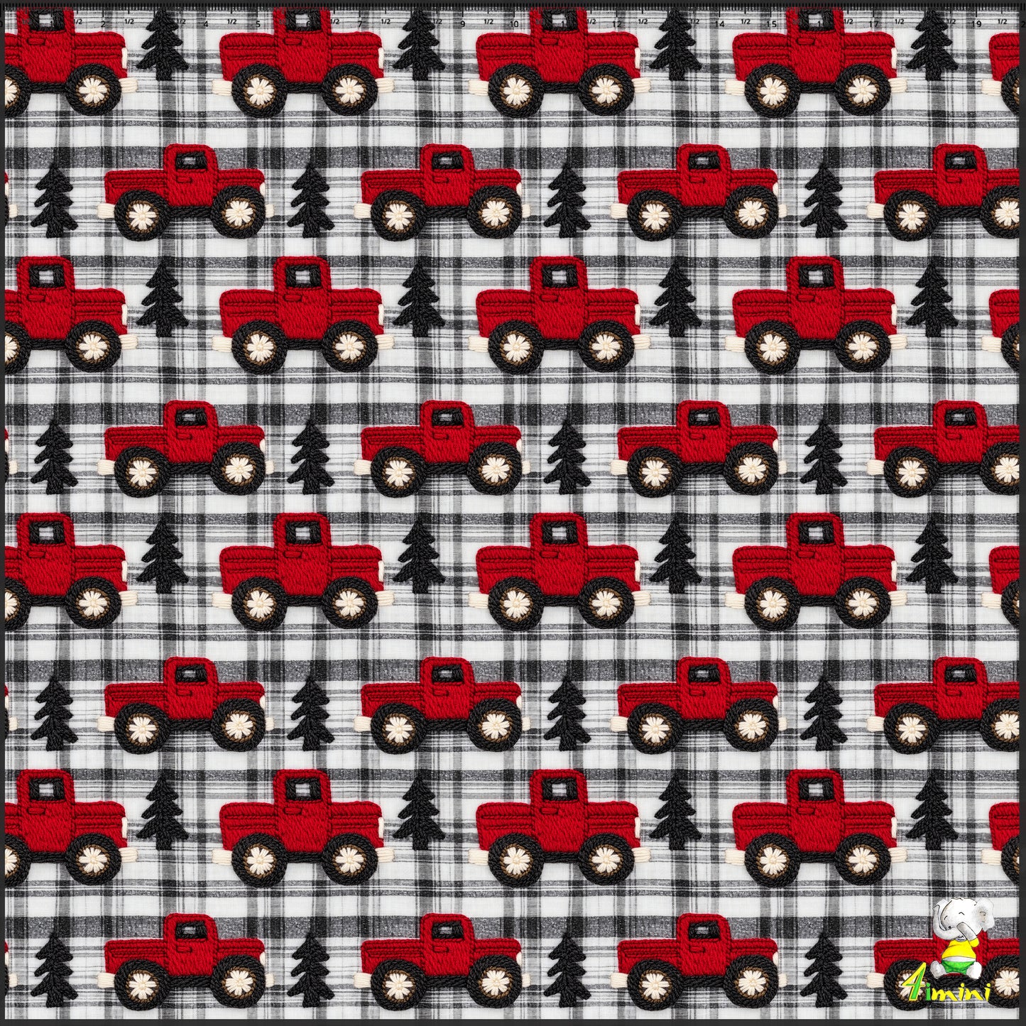 Doudou en minky - Camion rouge brodé