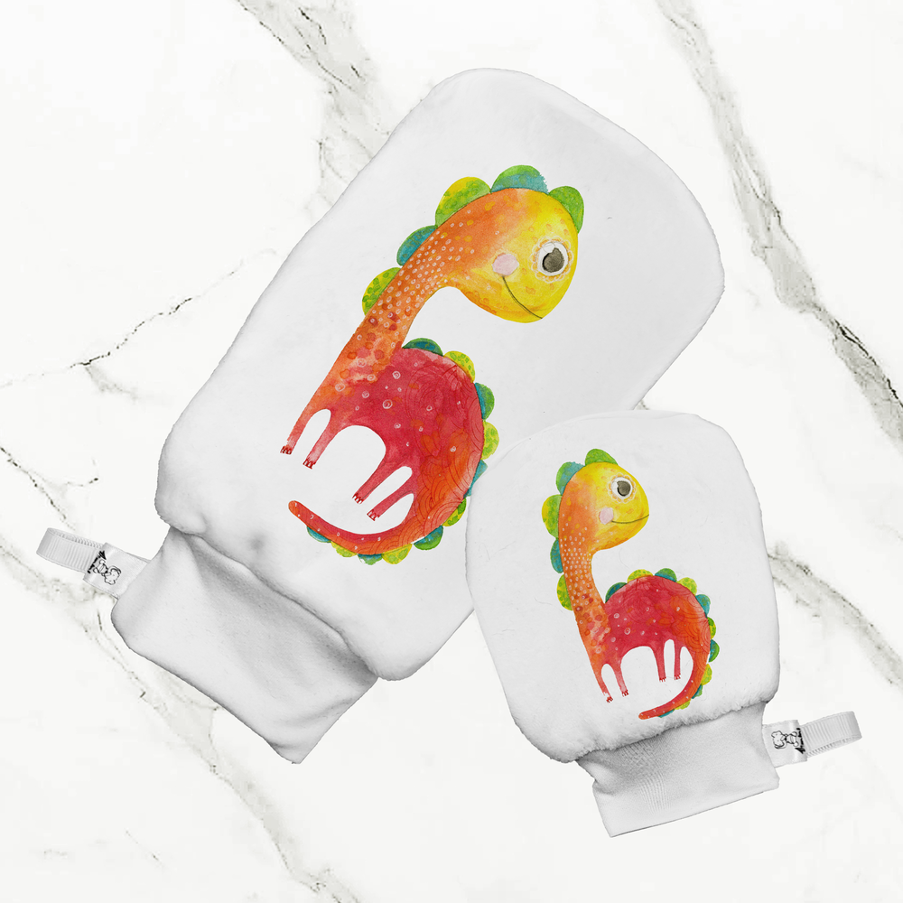 Dino aquarelle - Mitaine de bain