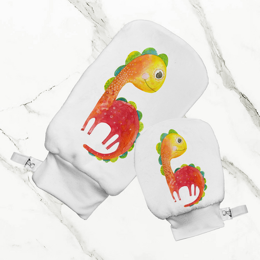 Dino aquarelle - Mitaine de bain