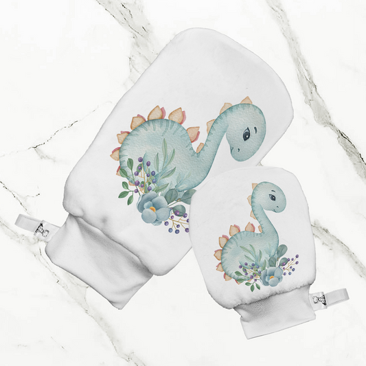 Dino floral - Mitaine de bain