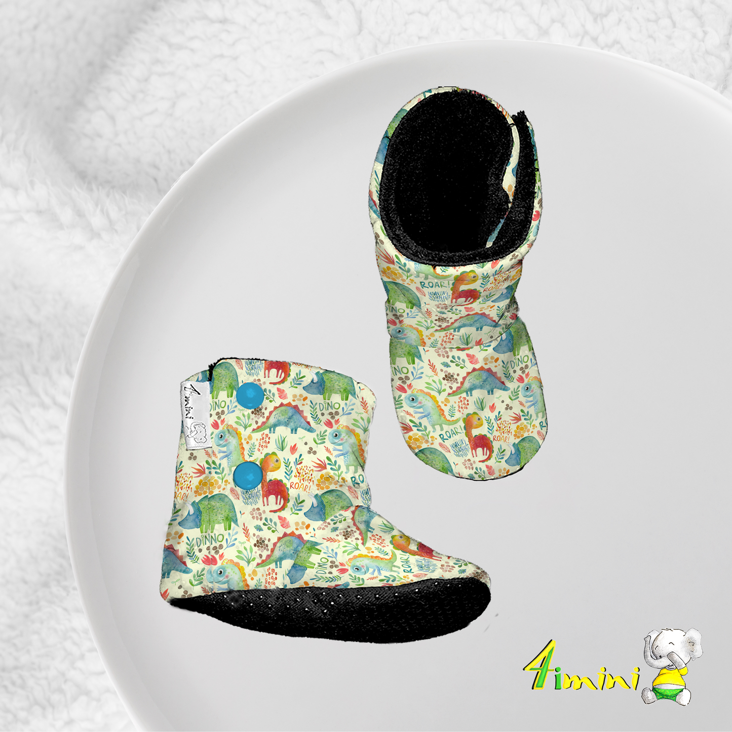 Pantoufles - Dinosaure aquarelle