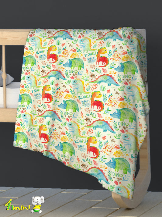 Doudou en velours extensible  - Dinosaure aquarelle