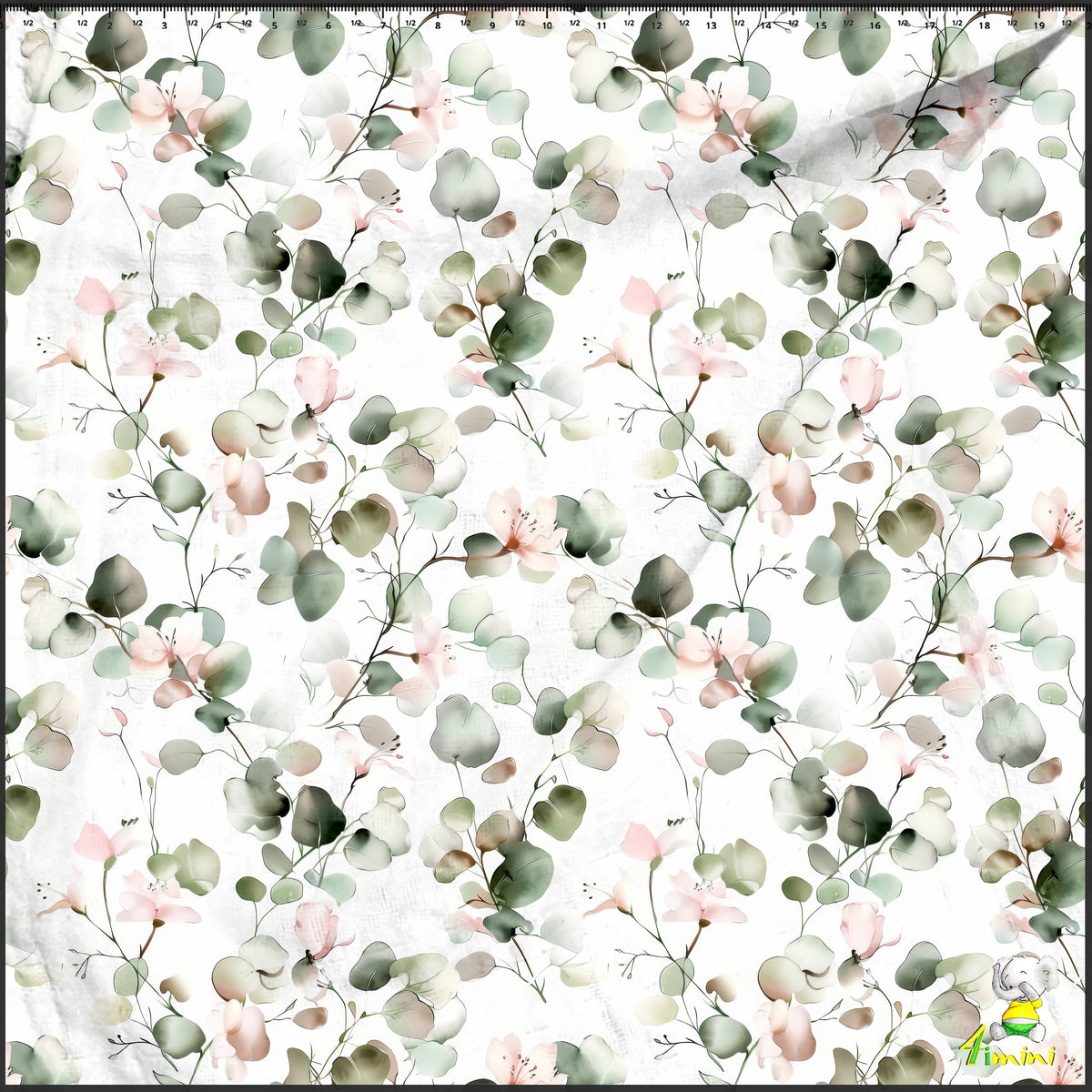 motif de feuillage d'eucalyptus vert et rose