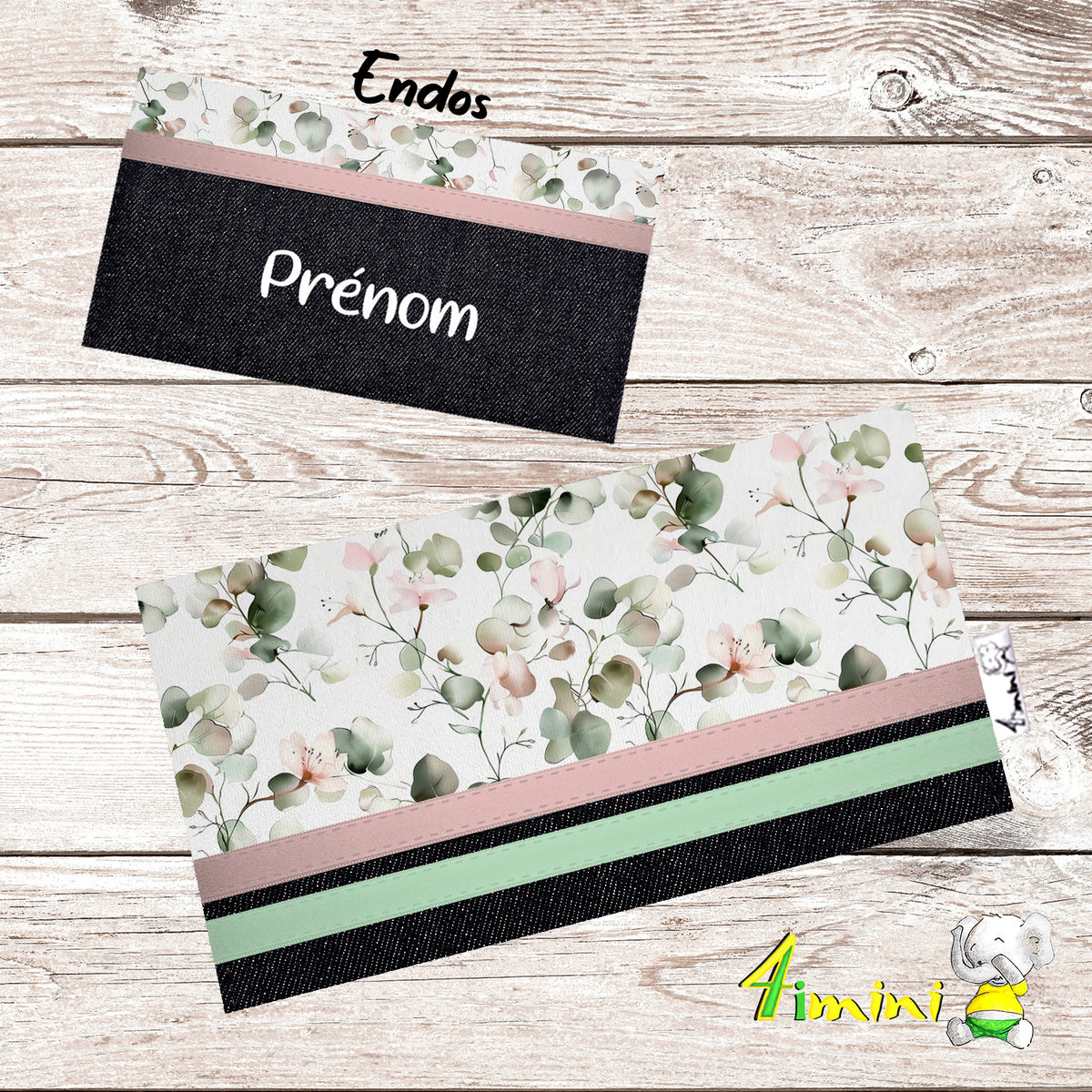 Protège carnet de santé pour carnet de vaccination et cartes médicales avec un doux motif floral avec fleurs d'eucalyptus aquarelles par 4Timini