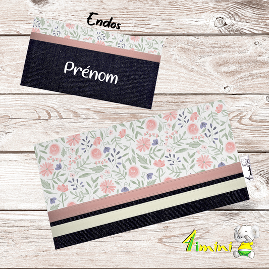 Protège carnet - Floral pastel rose
