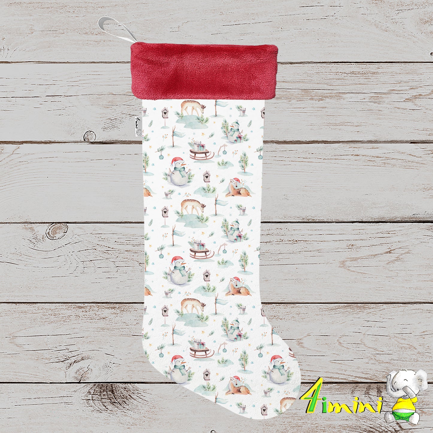 Bas de Noël - Hiver Merveilleux en Aquarelle