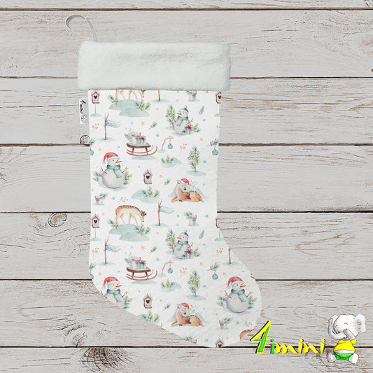 Bas de Noël - Hiver Merveilleux en Aquarelle