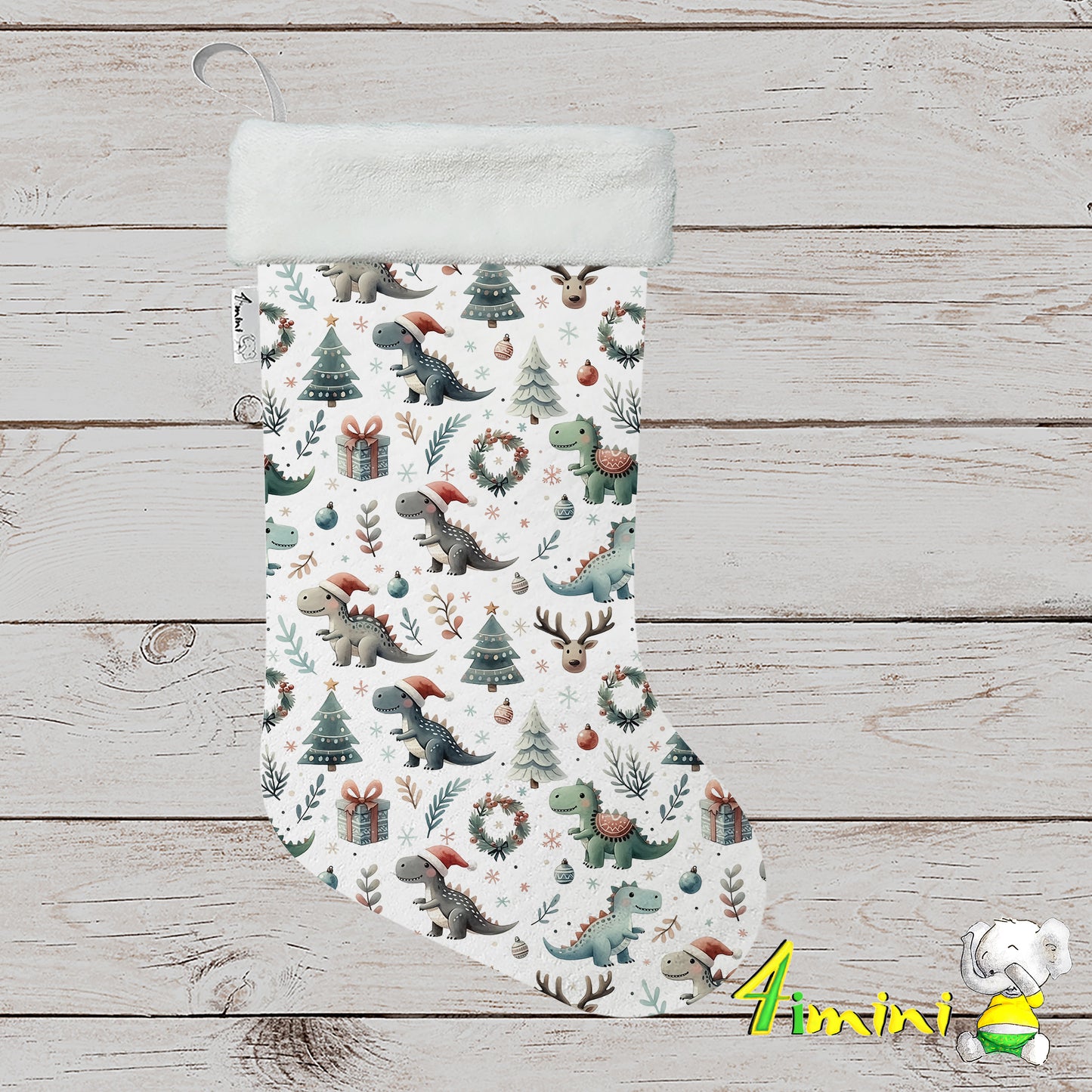 Bas de Noël - Joyeux Dino-Noël