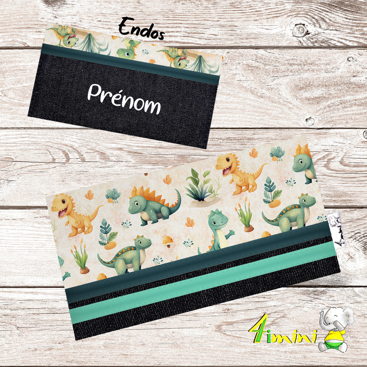 Protège carnet de santé pour carnet de vaccination et cartes médicales avec un doux motif le temps des dinosaures aquarelles par 4Timini