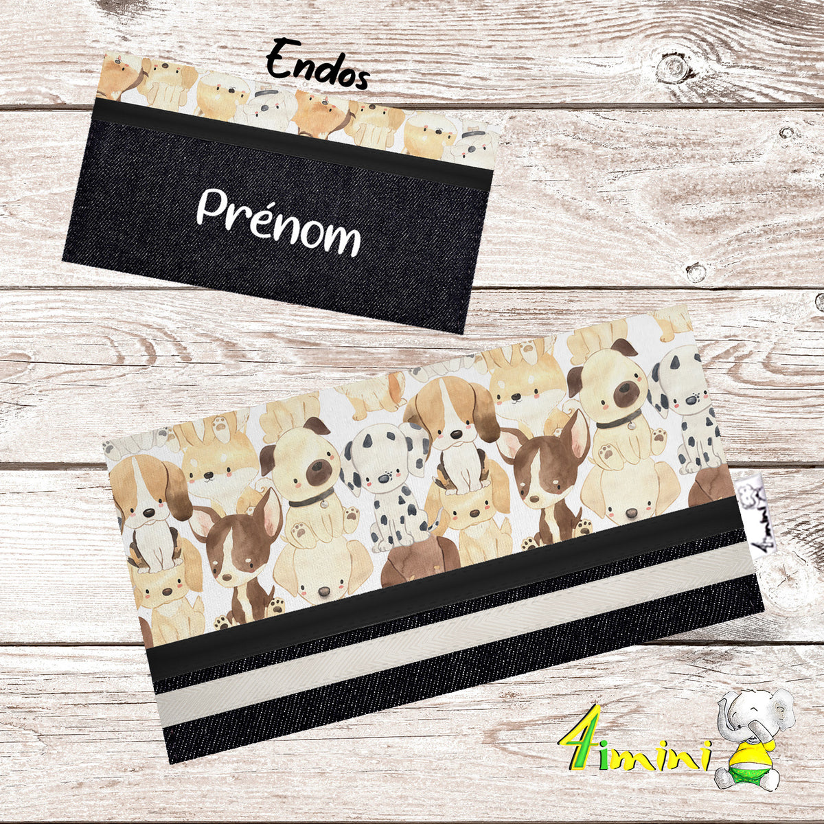Protège carnet de santé pour carnet de vaccination et cartes médicales avec un doux motif de chiots, chiens, pitoux aquarelles par 4Timini