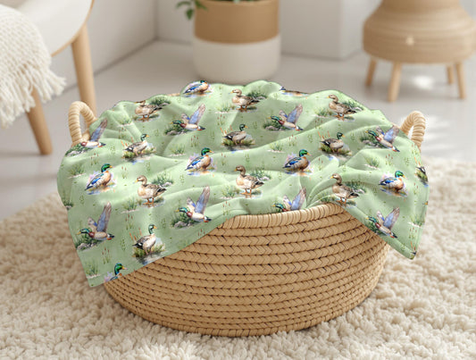 Couverture, calinou doudou ultra-douce motif Les amis de l'étang, canard, mallard, colvert par 4Timini.