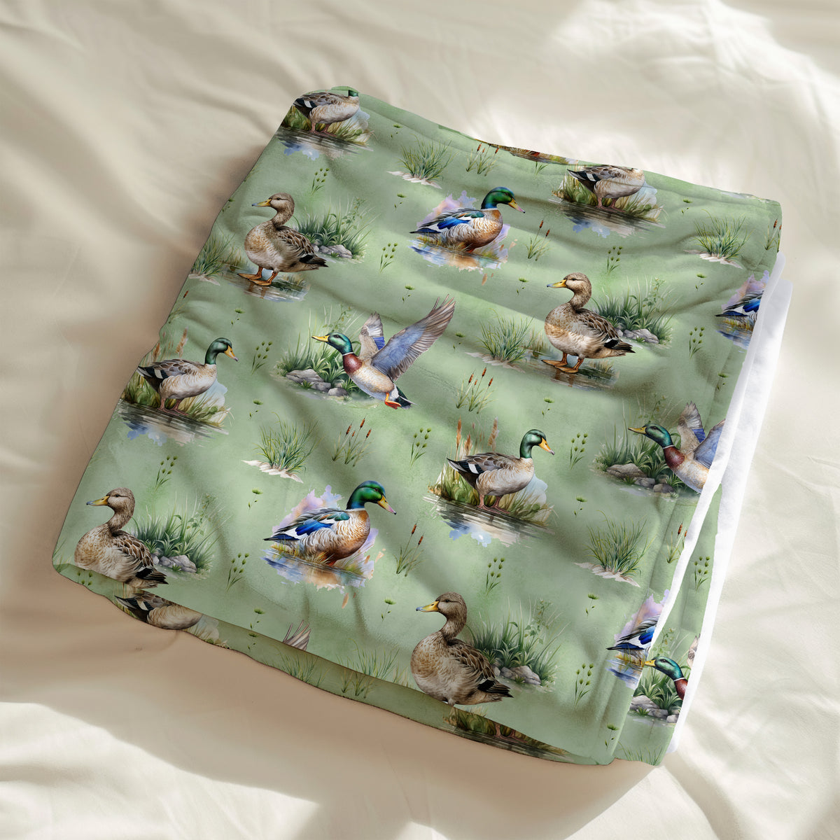 Couverture, calinou doudou motif Les amis de l'étang, canard, mallard, colvert par 4Timini.