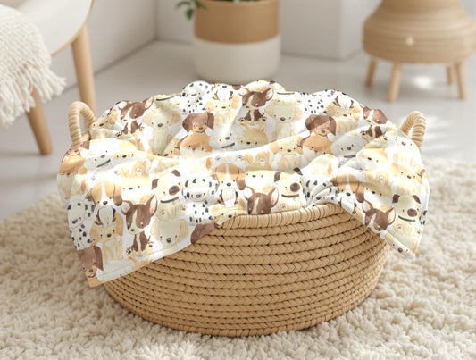 couverture, calinou doudou ultra-douce avec motif de pitou, chien, chiot, aquarelle avec Dalmatien, Teckel, Beagle, Bouledogue français