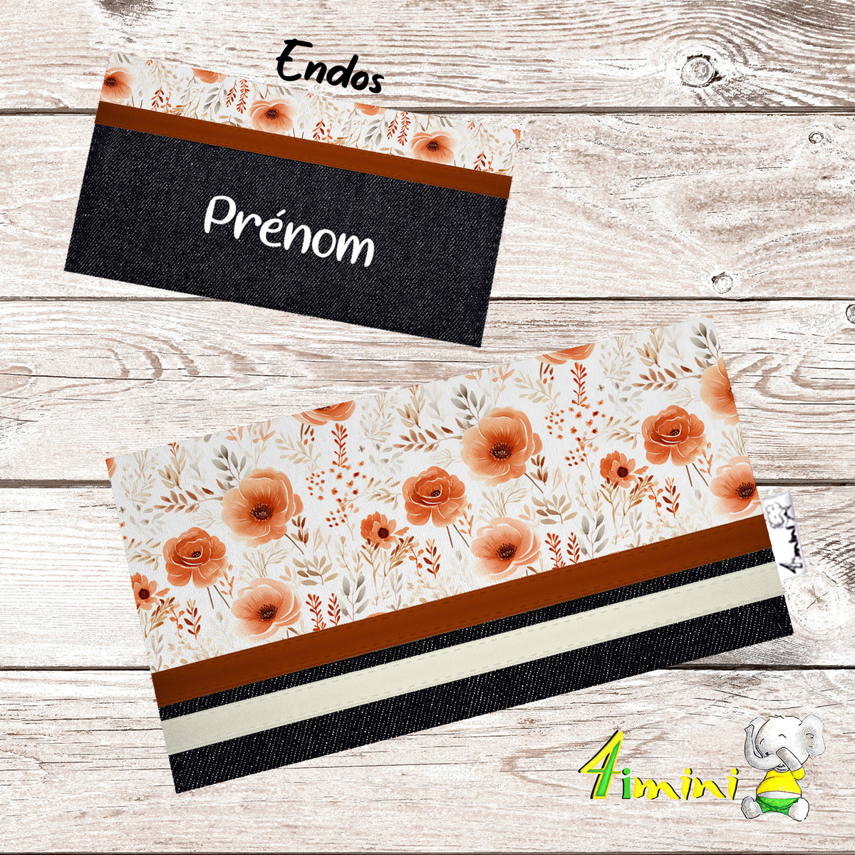 Protège carnet de santé pour carnet de vaccination et cartes médicales avec un doux motif floral cuivré, rouille, fleurs terracotta, feuillage aquarelles par 4Timini