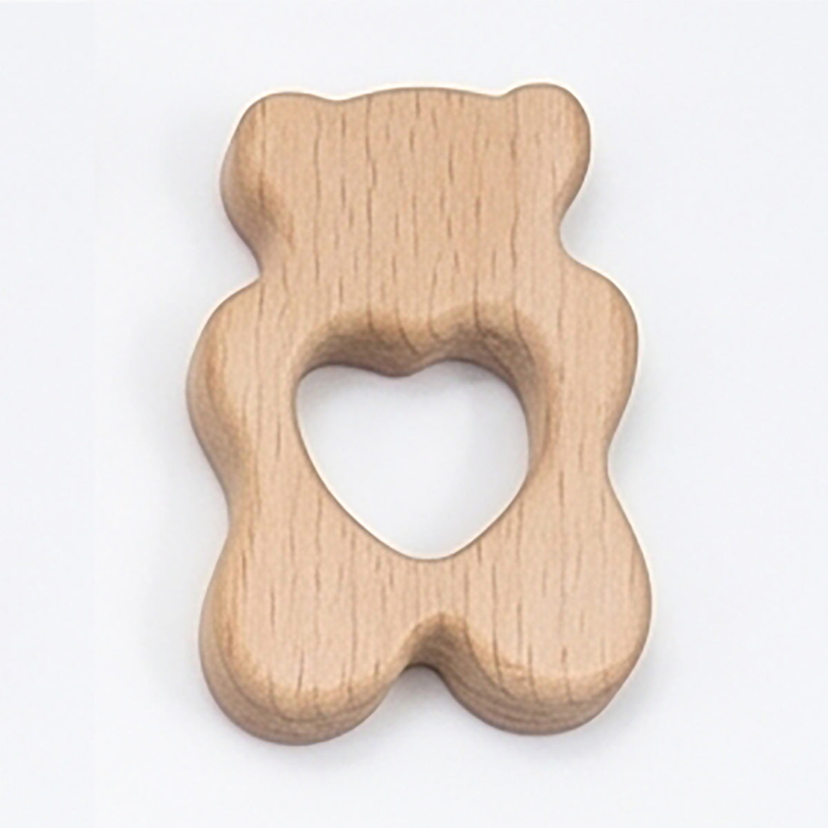 Ourson coeur - jouet de dentition en bois d'hêtre naturel