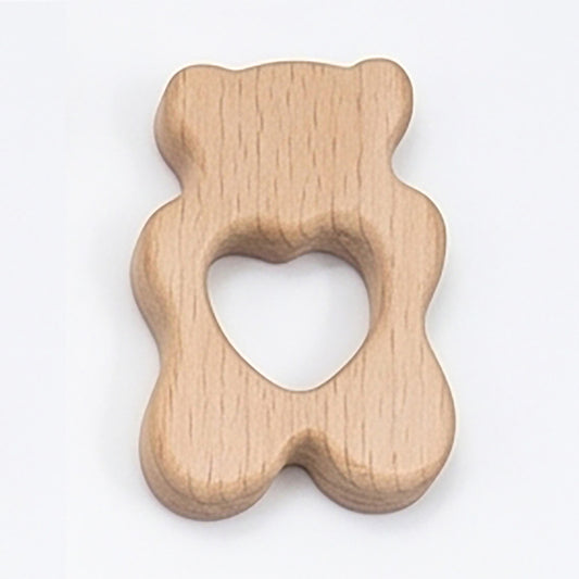 Ourson coeur - jouet de dentition en bois d'hêtre naturel