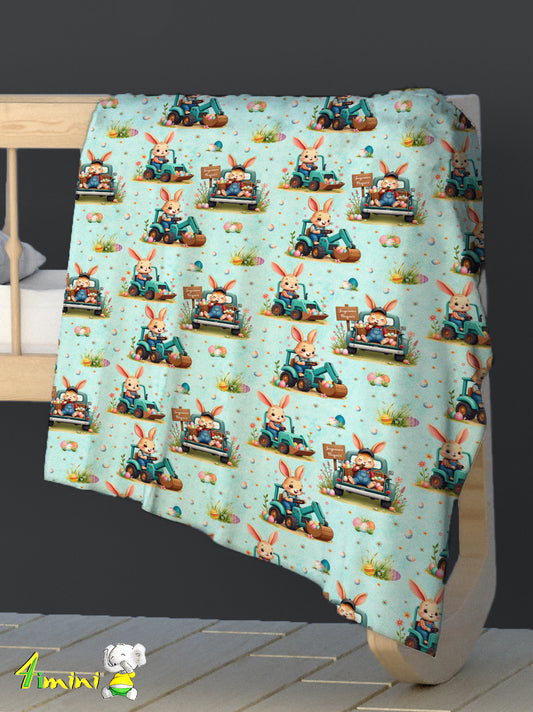 Doudou en velours extensible  - Pâques en tracteur