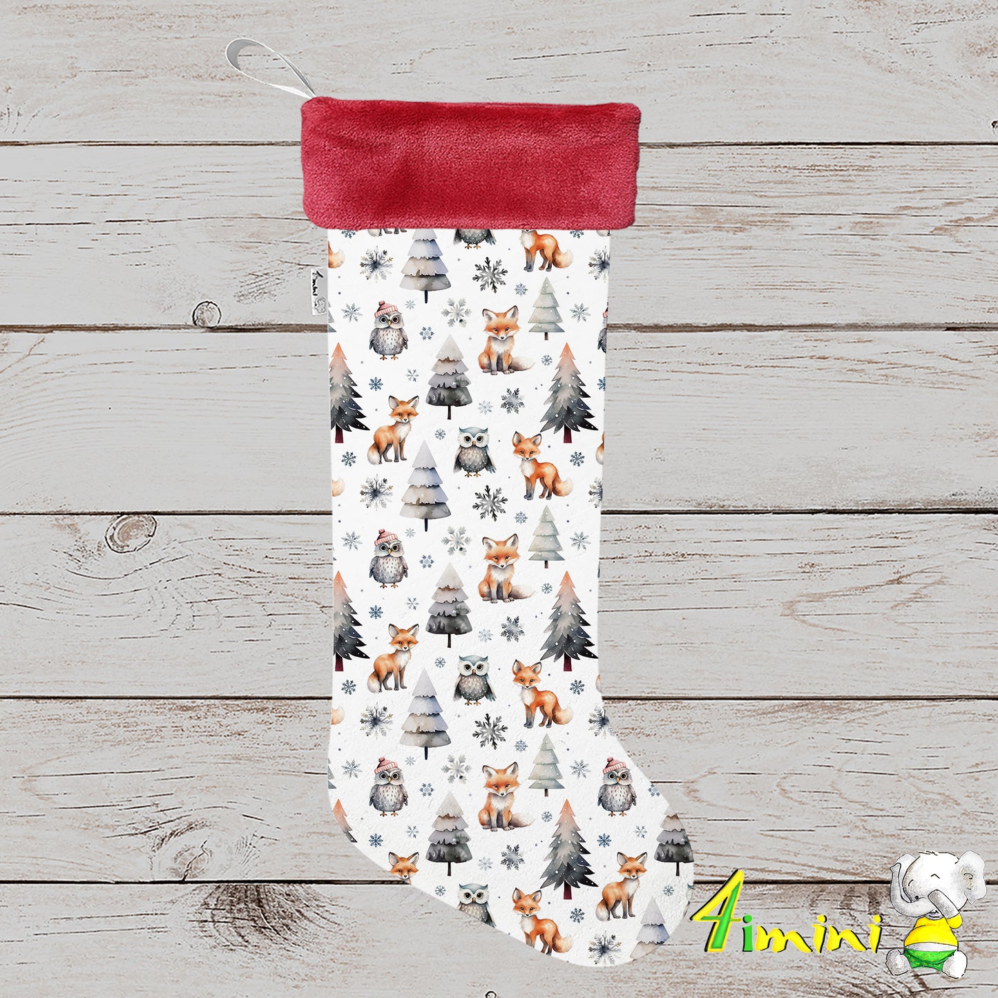 Bas de Noël - Renards et Chouettes sous la Neige