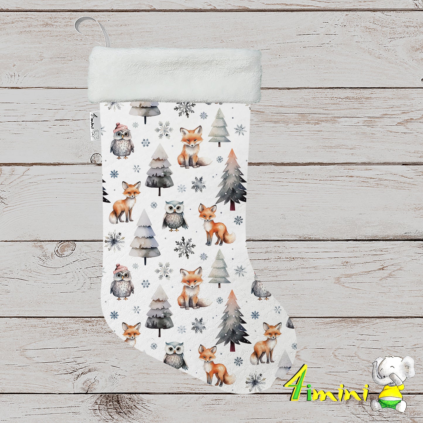 Bas de Noël - Renards et Chouettes sous la Neige