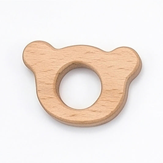 Tête d'ourson - jouet de dentition en bois d'hêtre naturel
